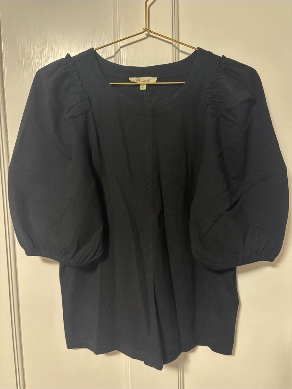 Madewell Black Puff-Sleeve Top